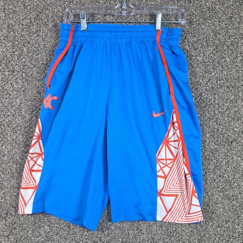 Nike KD Basketball Shorts Mens S Blue Orange Dri-FIT Geometric Pattern Athletic